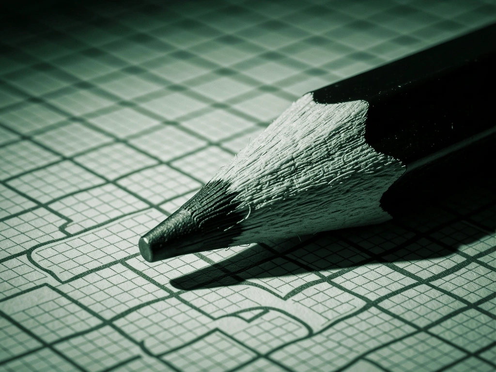 Detailaufnahme eines Bleistifts auf Rasterpapier